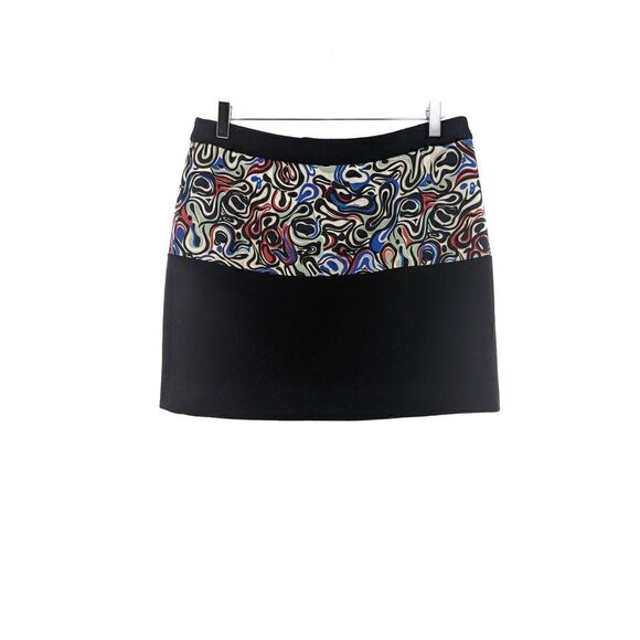 Balenciaga Paris Women Black Pencil Cut Abstract Print Mini Skirt Size 44 - Picture 2 of 12